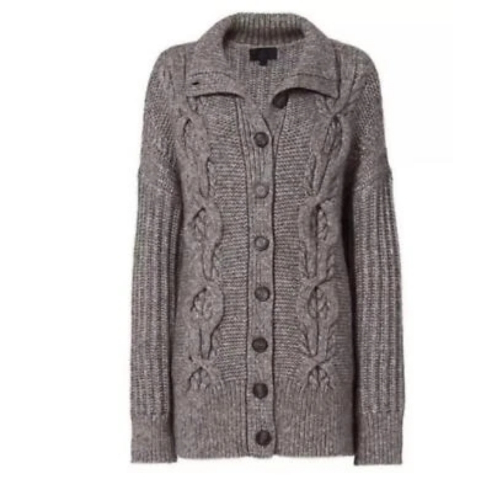 Intermix Cozy Gray Cable Knit Sweater